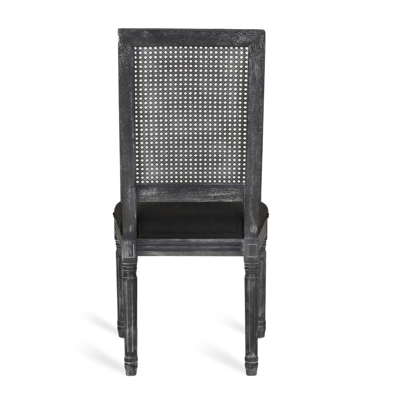 French Country Dining Chair With Rectangular Cane Backrest And Smooth Upholstered Seating - R&R Furniture Gallery (Fountain Valley, CA)