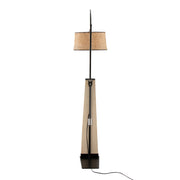 Lumi Source Robyn mid-century modern floor lamp with a sleek metal stand and a round fabric shade, ideal for stylish living spaces.