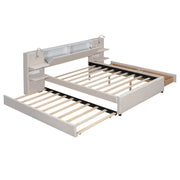 Upholstered Platform Bed With Reading Lights, Drawers, Trundle And Shelves - R&R Furniture Gallery (Fountain Valley, CA)
