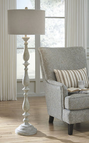 Bernadate - Poly Floor Lamp - Whitewash - R&R Furniture Gallery (Fountain Valley, CA)