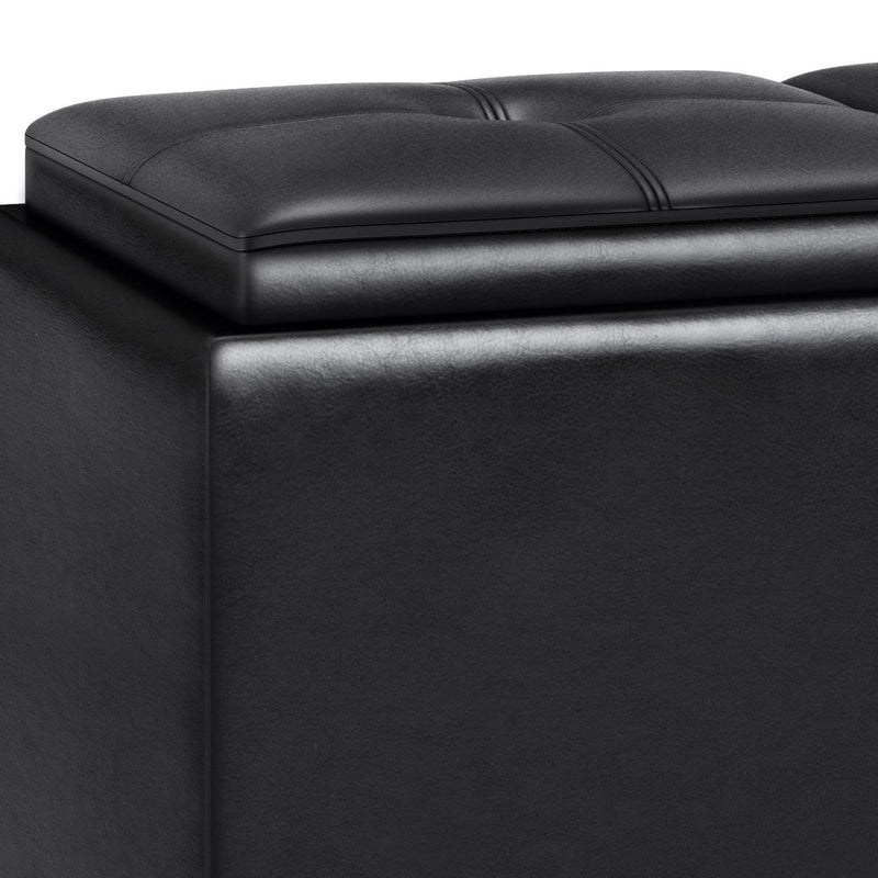 Avalon - Tray Storage Ottoman With Lift Up Lids - Midnight Black - R&R Furniture Gallery (Fountain Valley, CA)