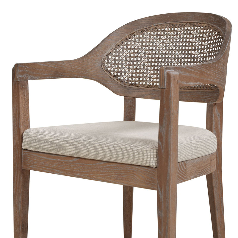 Americana - Mid-Century Modern Cane Back Dining Chair Textured Weave - Taupe Beige - R&R Furniture Gallery (Fountain Valley, CA)