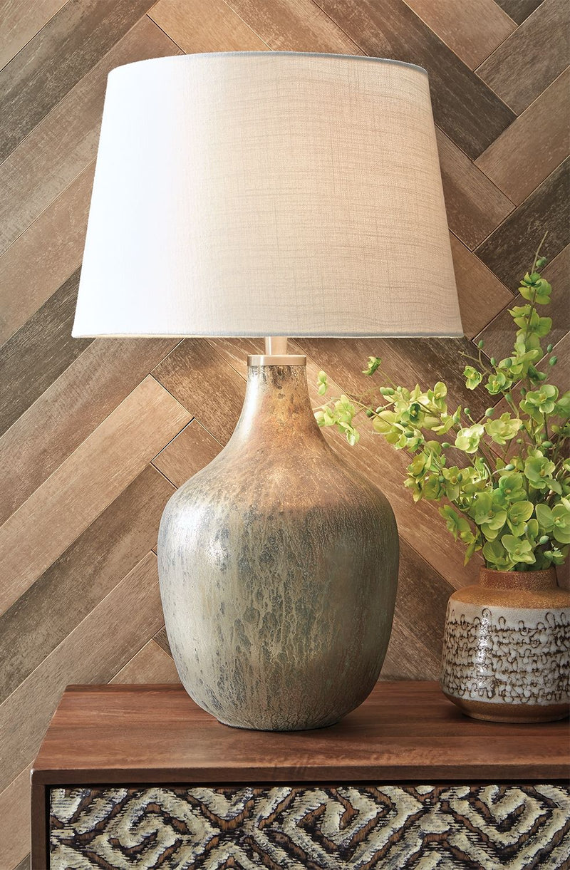 Mari - Glass Table Lamp  - Gray / Gold Finish - R&R Furniture Gallery (Fountain Valley, CA)