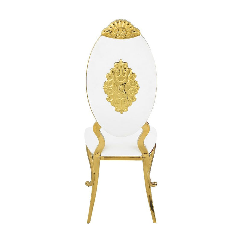 Fallon - Side Chair (Set of 2) - White Velvet & Mirrored Gold - R&R Furniture Gallery (Fountain Valley, CA)