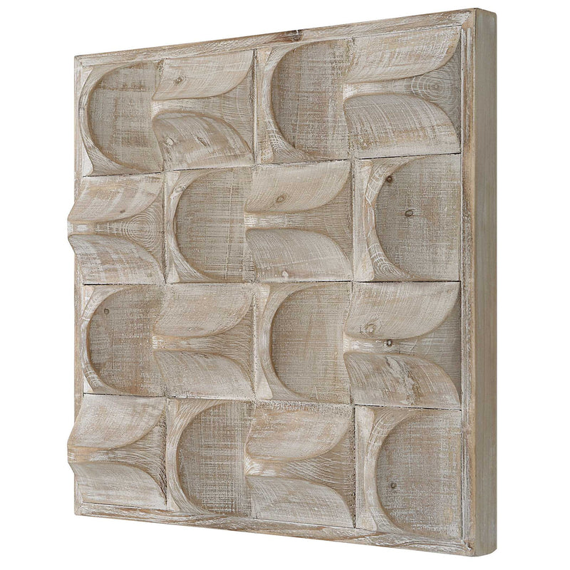 Uttermost Pickford wood wall decor featuring overlapping natural wood panels with textured, rustic finish for stylish interior accents.