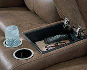 Beckley Place - Power Reclining Loveseat With Console / Adjustable Headrest - Earth - R&R Furniture Gallery (Fountain Valley, CA)