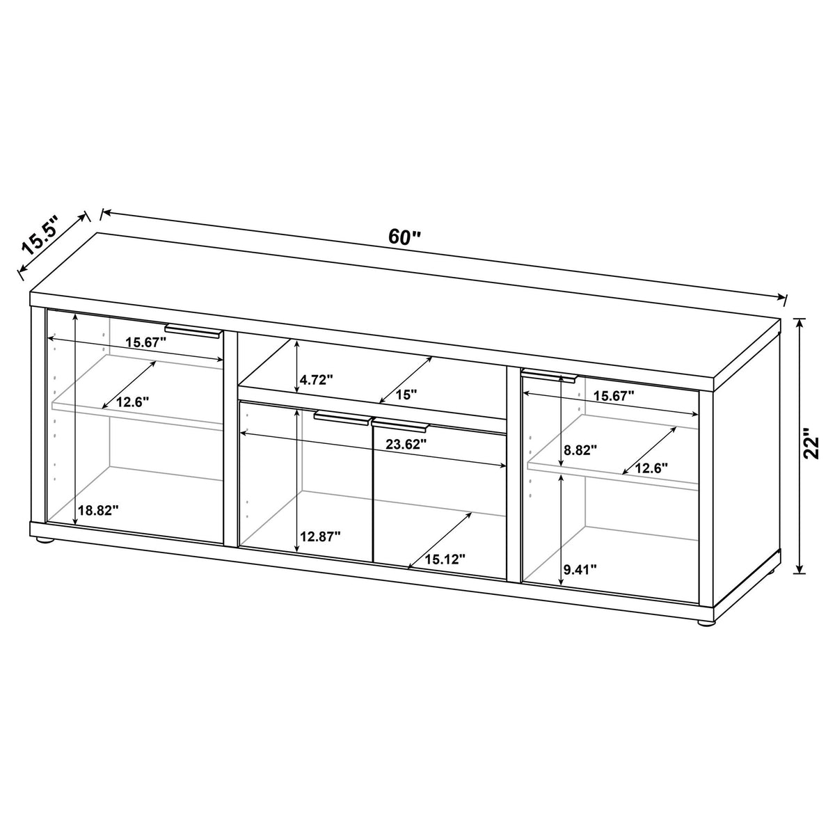 Noriega - 3 Piece TV Entertainment Center, Open & Concealed Storage - Wood