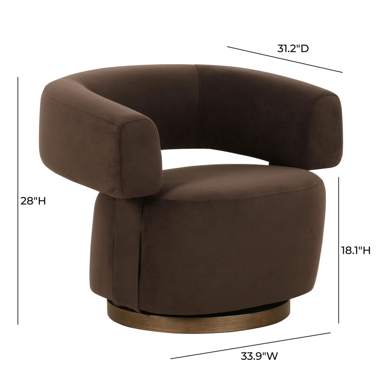 River - Performance Velvet Swivel Accent Chair - Chocolate Brown - R&R Furniture Gallery (Fountain Valley, CA)