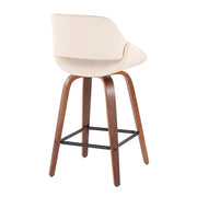 Lumi Source Fabrico mid-century modern counter stool set of 2 with wooden legs and upholstered seats.