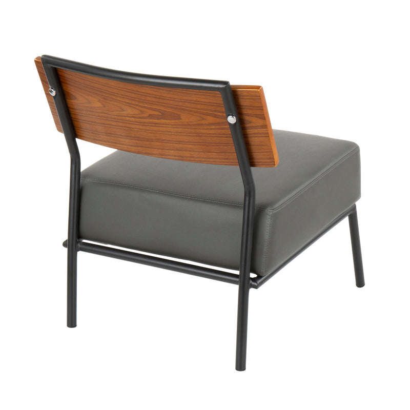Lumi Source Fiji contemporary side chair with gray upholstered seat and walnut wood legs, modern design for stylish seating.
