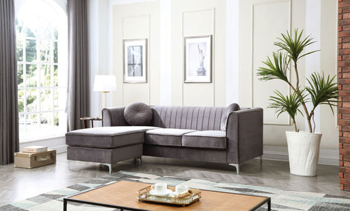Glory Furniture Delray Micro Suede Sofa Chaise in beige, stationary sectional with plush cushions and modern design.