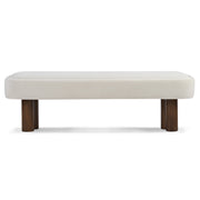 Indoor upholstered dining bench by Noble House with padded seat and wooden legs, ideal for modern dining rooms.