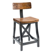 Industrial Counter Stool With Back Removable Solid Acacia - Amber - R&R Furniture Gallery (Fountain Valley, CA)