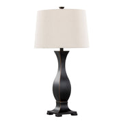 Lumi Source Riley contemporary table lamp set with oil rubbed bronze bases and oatmeal fabric shades, modern home lighting decor.