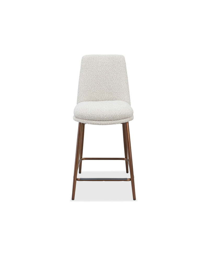 Wyatt Upholstered Counter Stool in Ricotta Boucle and Bronze Metal