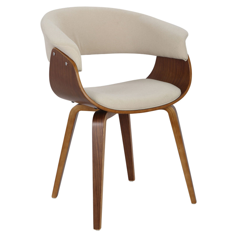 Pair of vintage mid-century modern dining chairs by Lumi Source, featuring sleek design and wooden legs.
