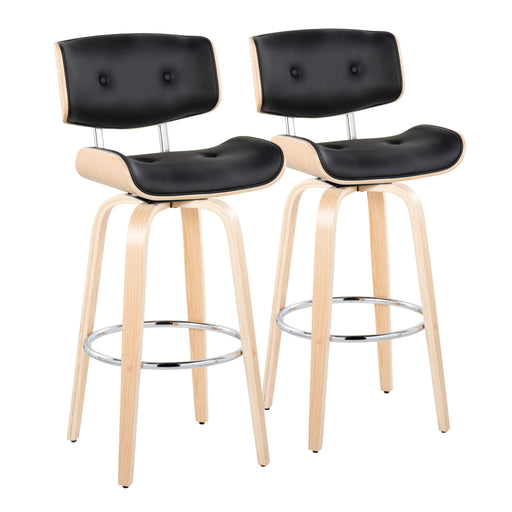 Lumi Source Lombardi mid-century modern fixed height barstools with swivel and round footrest, set of 2, in stylish design