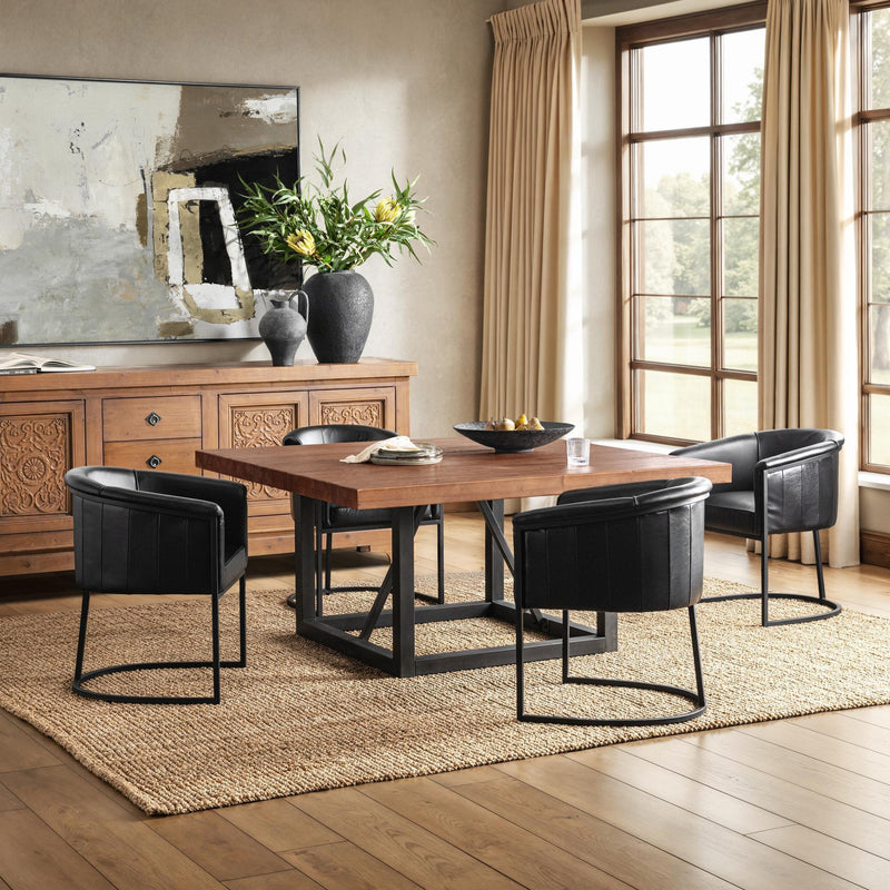 Classic Home Messina dining table with a brown and black finish, showcasing a sleek, modern design for dining room decor.