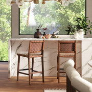Andre - Counter Stool With Back - Pecan Brown - R&R Furniture Gallery (Fountain Valley, CA)