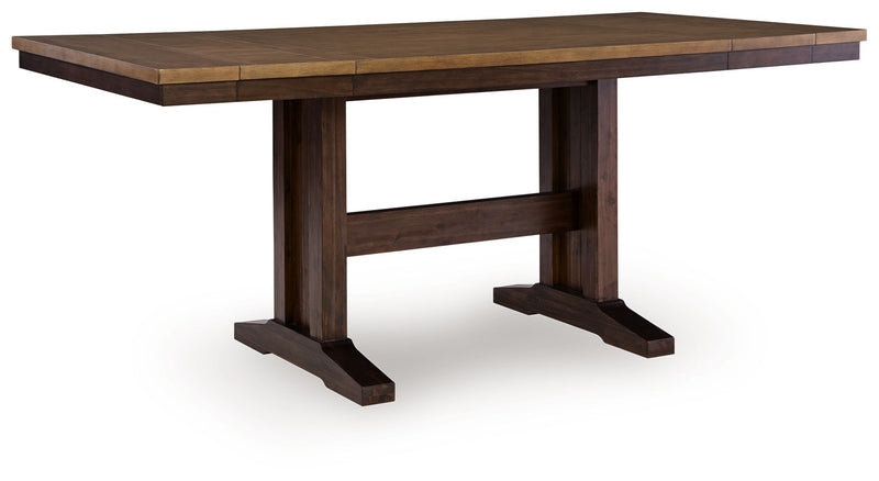 Rylandeen - Rectangular Dining Room Counter Height Extension Table - Light Brown / Dark Brown - R&R Furniture Gallery (Fountain Valley, CA)