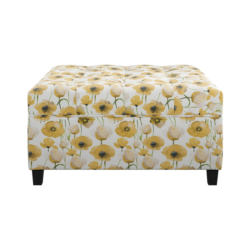 Floral Storage Ottoman With Traditional Design - Gold - R&R Furniture Gallery (Fountain Valley, CA)