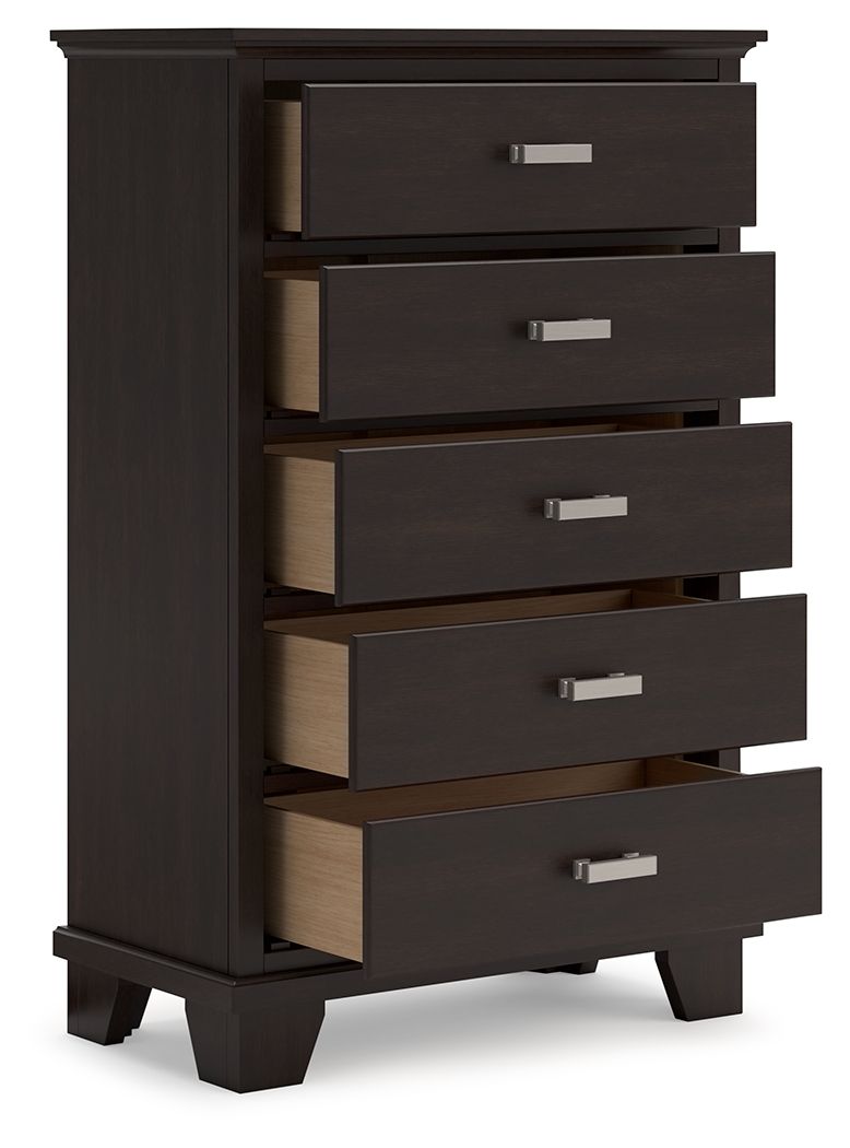 Covetown - Five Drawer Chest - Dark Brown - R&R Furniture Gallery (Fountain Valley, CA)
