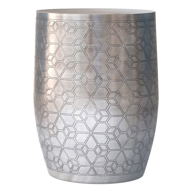 Johnsen - Geometric Pattern Accent Table - Antique Silver - R&R Furniture Gallery (Fountain Valley, CA)
