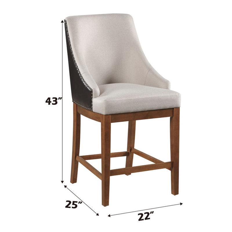Gilsea - Counter Height Chair (Set of 2) - Fabric, Brown Synthetic Leather & Brown - R&R Furniture Gallery (Fountain Valley, CA)