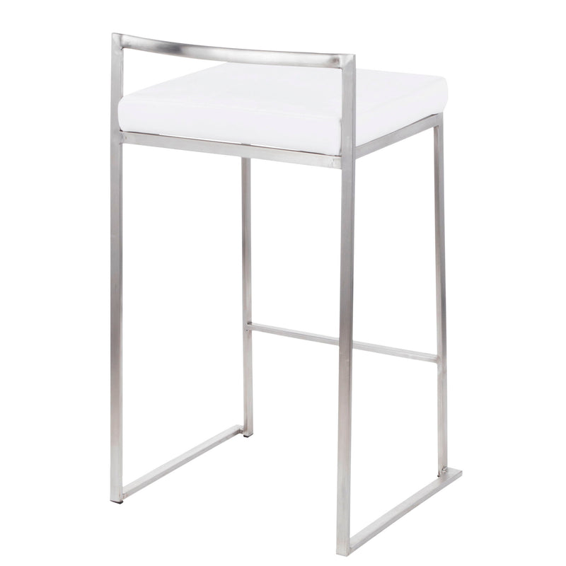Lumi Source Fuji contemporary elegant stackable counter stool set with sleek design and wooden legs, ideal for modern kitchen or bar area.