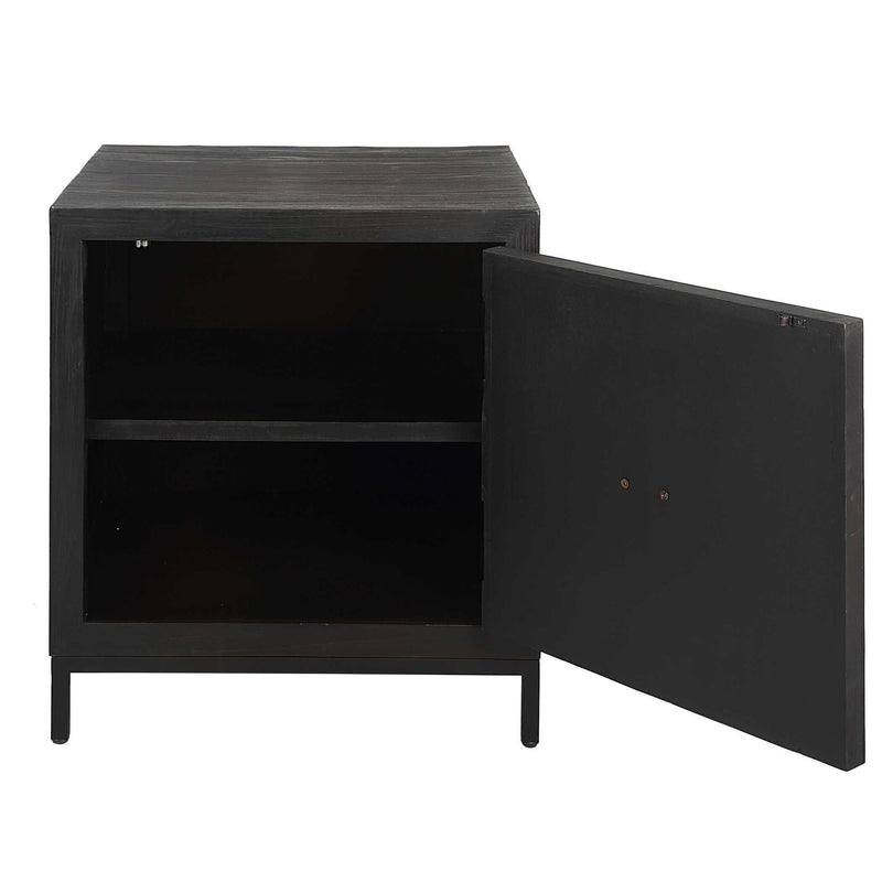 Uttermost Aiken accent cabinet with sleek wood finish and modern design, featuring storage drawers and decorative hardware.