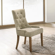 Yotam - Side Chair (Set of 2) - Beige Fabric & Salvaged Oak - R&R Furniture Gallery (Fountain Valley, CA)