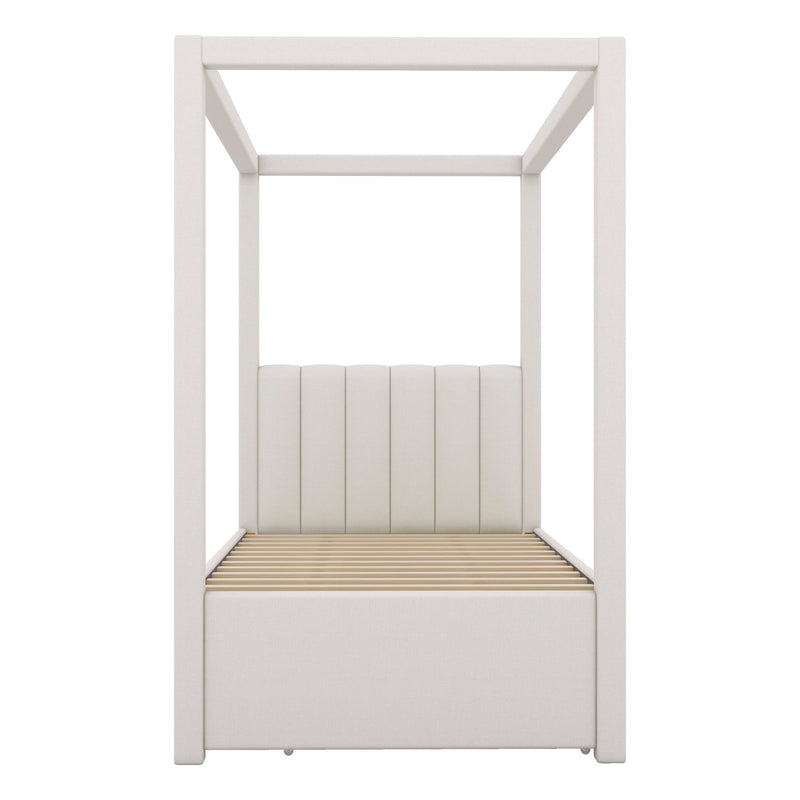 Upholstery Canopy Platform Bed With Trundle And Three Storage Drawers - R&R Furniture Gallery (Fountain Valley, CA)