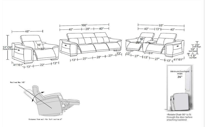 9762 - 7-Piece Modular Power Reclining Sofa, Loveseat And Chair Set With 6 Power Recliners In