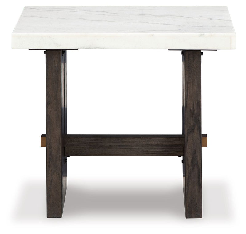 Burkhaus - Rectangular End Table - White / Dark Brown - R&R Furniture Gallery (Fountain Valley, CA)