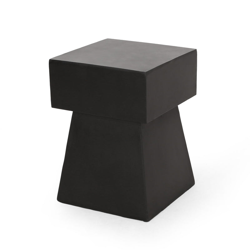 Black outdoor side table from Noble House, patio end table with a sleek, modern design for outdoor seating areas.
