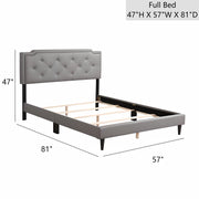 Button tufted upholstered bed by Glory Furniture featuring plush fabric and elegant tufting for cozy bedroom spaces.
