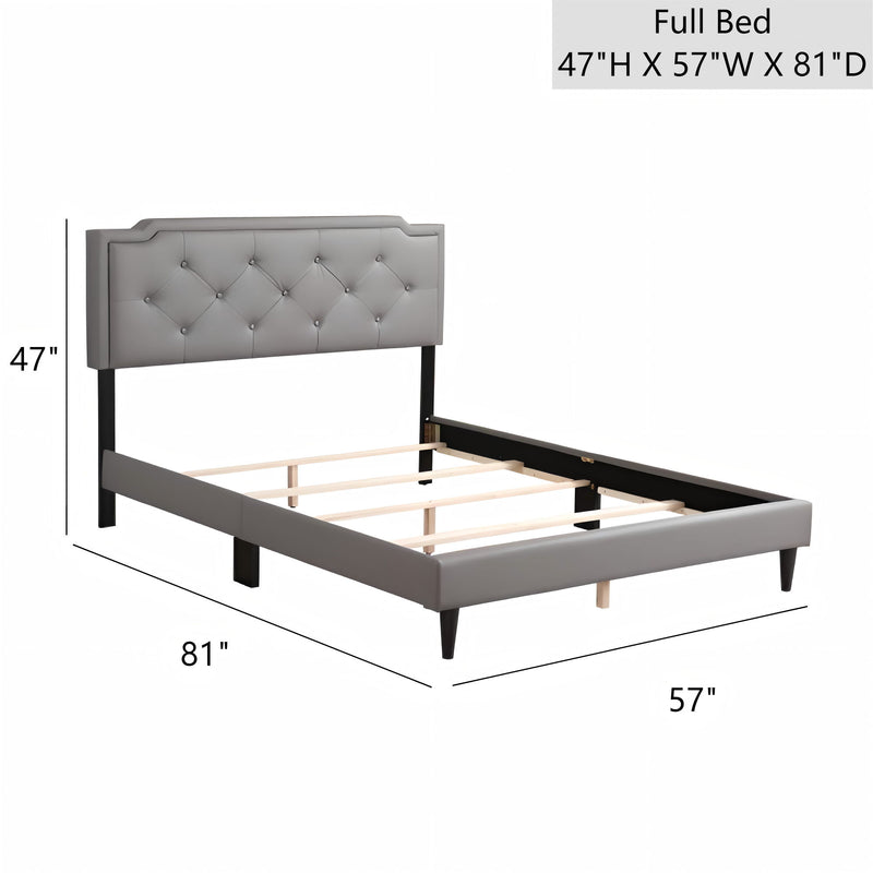 Button tufted upholstered bed by Glory Furniture featuring plush fabric and elegant tufting for cozy bedroom spaces.