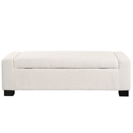 Textured Boucle Ottoman Bench With Hinged Lid For Seating And Storage - Beige - R&R Furniture Gallery (Fountain Valley, CA)