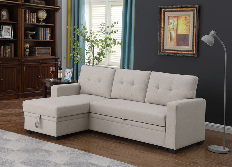 Upholstered Pull Out Sectional Sofa With Chaise - R&R Furniture Gallery (Fountain Valley, CA)
