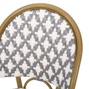 Noble House French Bistro Chair with armless design, durable rattan seat, and aluminum frame for stylish outdoor dining.