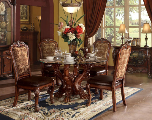 Dresden - Dining Table - Clear Glass Top & Cherry Oak - R&R Furniture Gallery (Fountain Valley, CA)