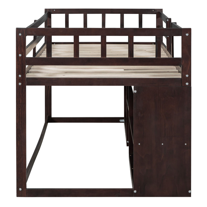 Low Loft Bed With Rolling Desk, Shelf And Drawers - R&R Furniture Gallery (Fountain Valley, CA)