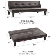 Glory Furniture Alan sofa bed futon sofa with neutral fabric and modern design, shown in both sofa and bed configurations.