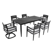 Modern Outdoor Patio Dining Set With Table And Chairs With Sunbrella Cushions - R&R Furniture Gallery (Fountain Valley, CA)