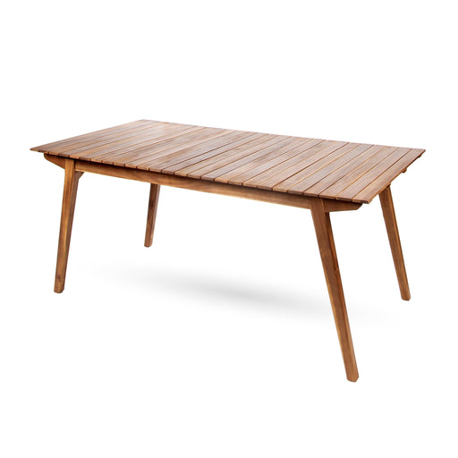 Outdoor teak dining table with sturdy frame, ideal for outdoor gatherings, by Noble House.