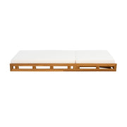 Premium Acacia Wood Lounge Chaise Set With Water Resistant Cushions, Adjustable Recline - Cream / Teak - R&R Furniture Gallery (Fountain Valley, CA)
