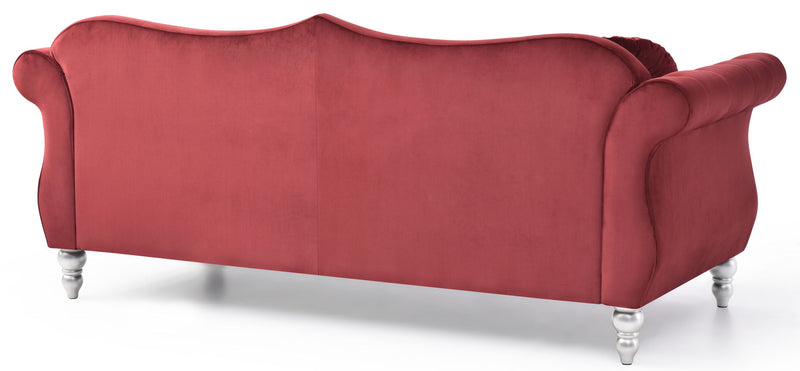Glory Furniture Hollywood stationary sofa with plush cushions and modern design, shown in a cozy living room setting.