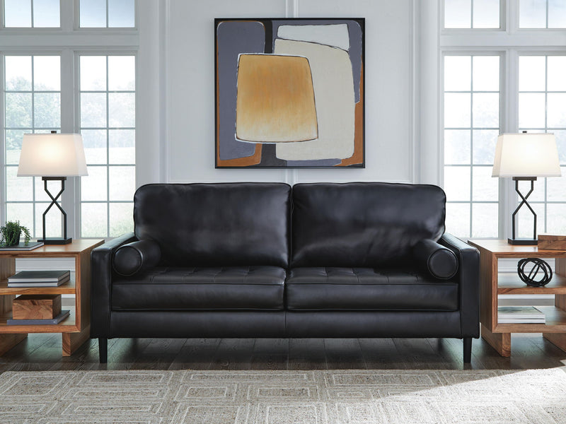 Signature Design by Ashley Bryceview onyx stationary sofa with plush cushions and sleek fabric upholstery, ideal for modern living rooms.