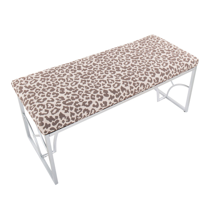 Lumi Source Constellation upholstered contemporary bench with sleek design and soft fabric upholstery, ideal for modern living spaces.