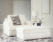 Signature Design by Ashley Karinne living room set with stationary chair and ottoman in a modern, comfortable fabric.